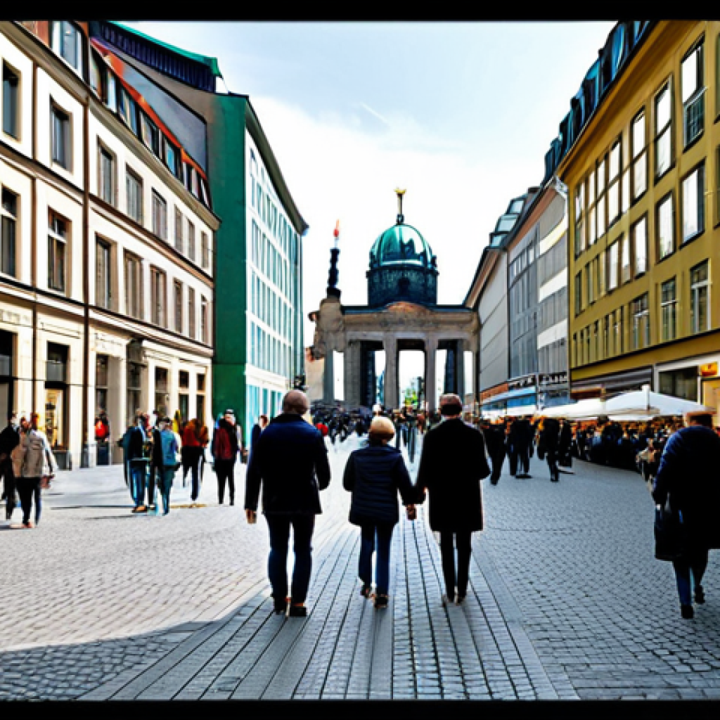 독일과 프랑스 문화 비교 - "A bustling street scene in Berlin, Germany, showcasing modern architecture alongside historical bui...