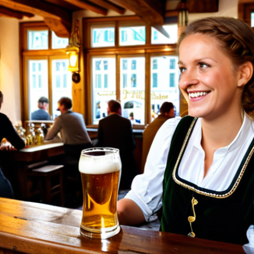 Home 4 독일의 지역별 방언 - **Image Prompt: The "Grüß Gott" Encounter in a Bavarian Beer Garden**
A female tourist, appearin...