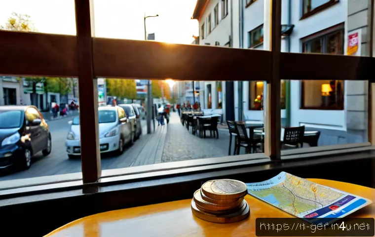 독일에서 한식당 찾는 법 - Photorealistic Italian traveler using a smartphone map outside a welcoming Korean restaurant in Berl...